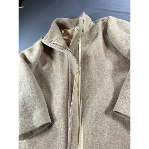 J Crew BU261 Womens Wool City Coat Long Sleeve Zip-Up Button Neck Tan 18 - Picture 6 of 14